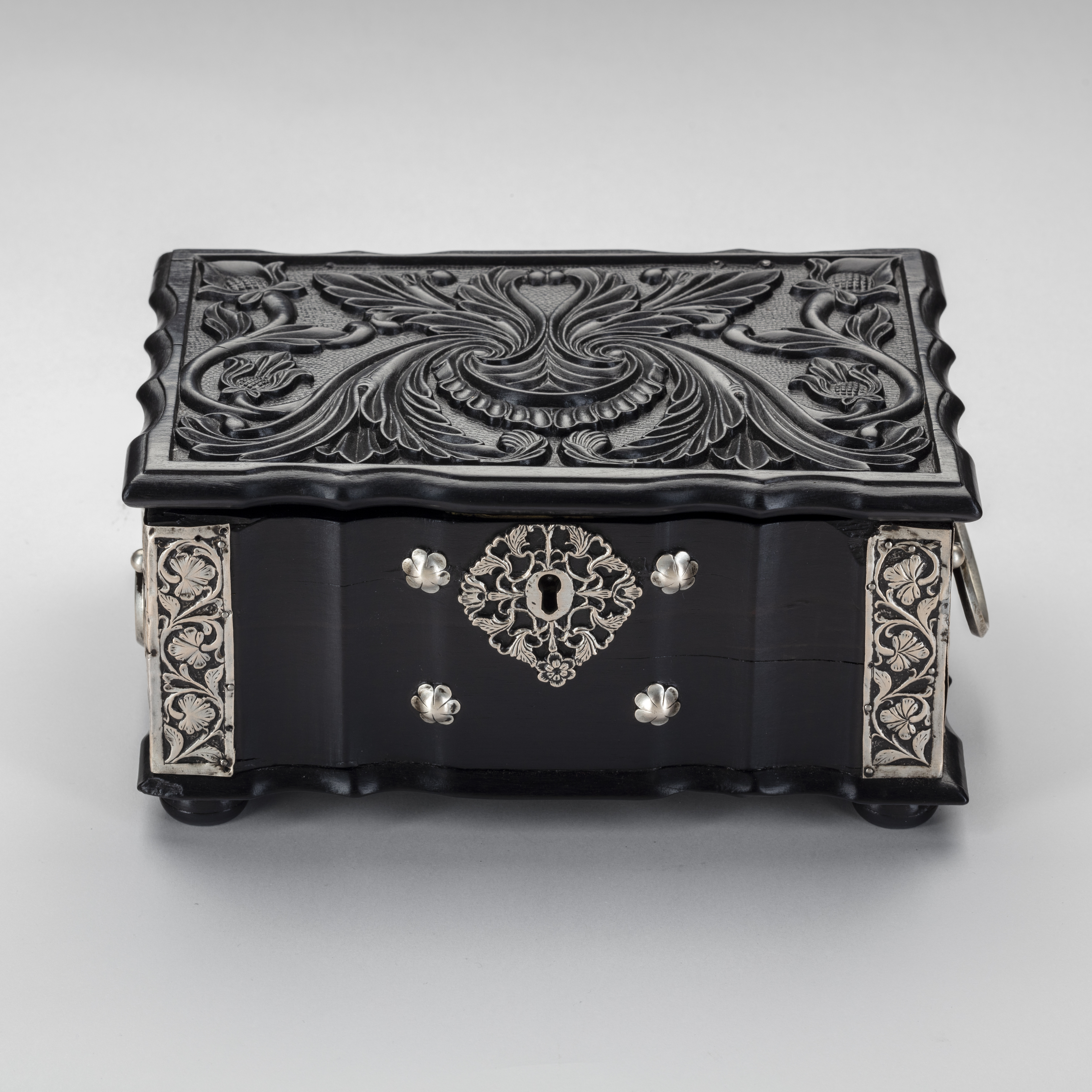 A SILVER-MOUNTED CASKET